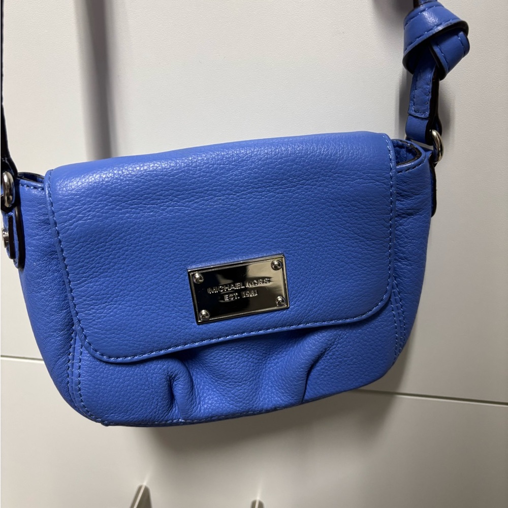 Michael Kors Blue Crossbody Bag with Silver Hardware